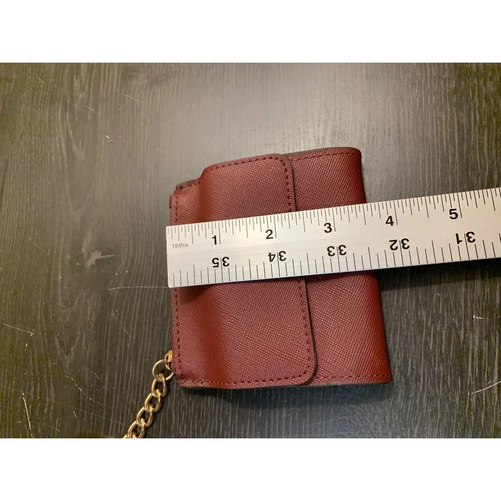 Anne Klein Red Faux Leather Coin Purse/Card Wallet/Key‎ Chain Zipper EUC